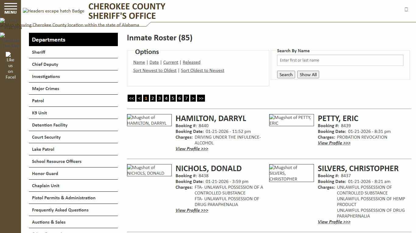 Inmate Roster - Current Inmates Booking Date Descending - Cherokee County Sheriff AL