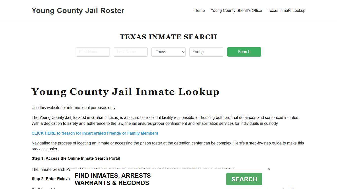 Young County Jail Roster Lookup, TX, Inmate Search